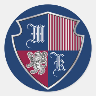 Adesivo Redondo Casaco de Braços Monograma Blindagem de Lion Silve