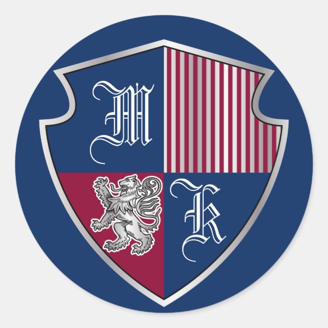 Adesivo Redondo Casaco de Braços Monograma Blindagem de Lion Silve (Frente)