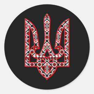Adesivo Redondo Casaco de ervas ucranianas Vyshyvanka Arte Orgulho