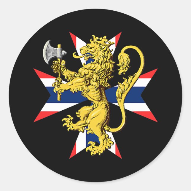 Adesivo Redondo Casaco Norueguês De Armas Norge Family (Frente)