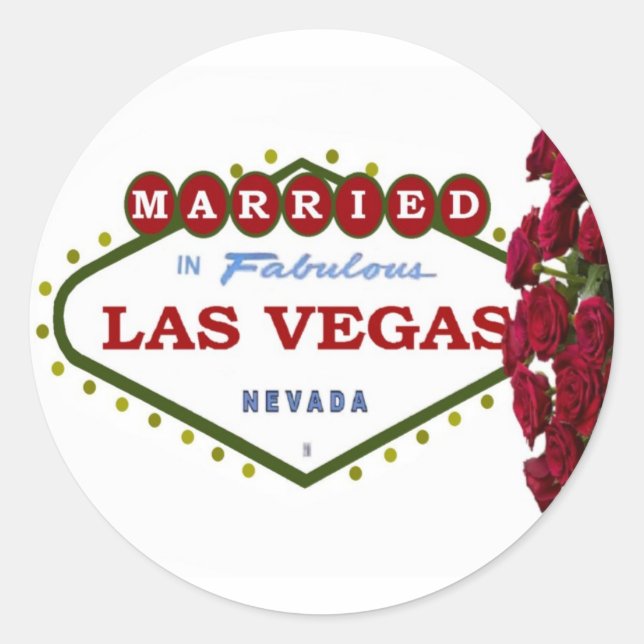Adesivo Redondo CASADO No Rosa vermelha Sticker De Las Vegas (Frente)