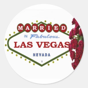 Adesivo Redondo CASADO No Rosa vermelha Sticker De Las Vegas