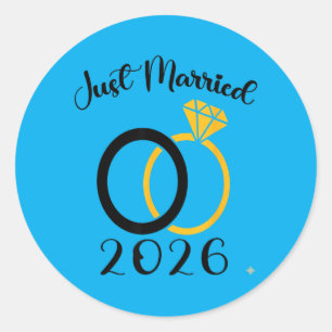 Adesivo Redondo Casados em 2026 Aliança de Casamento Lua de Mel Co