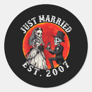 Adesivo Redondo Casados Est 2007 Esqueleto Noiva Noivo 19º