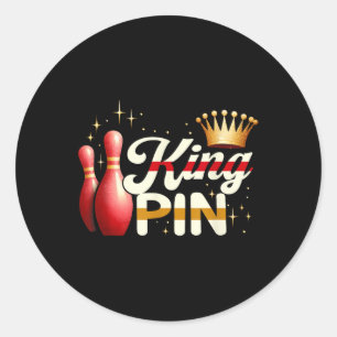 Adesivo Redondo Casais Bowler League Boliche King Pin Vestindo Cro