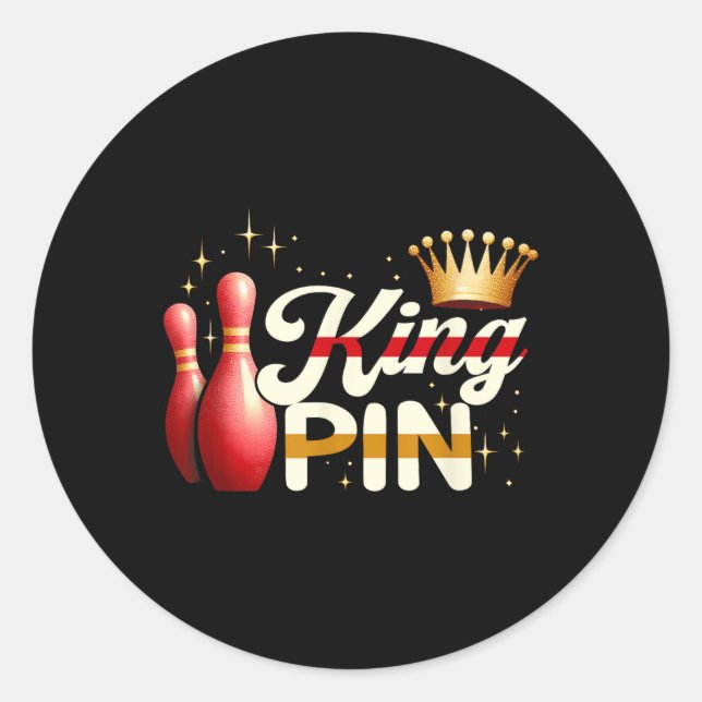 Adesivo Redondo Casais Bowler League Boliche King Pin Vestindo Cro (Frente)