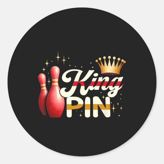 Adesivo Redondo Casais Bowler League Boliche King Pin Vestindo Cro (Frente)