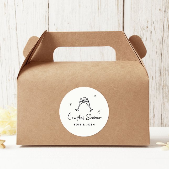 Adesivo Redondo Casais chá moderno, elegante natural, manuscrito (Criador carregado)