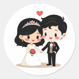 Adesivo Redondo Casais de Casamento Adoráveis