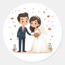 Adesivo Redondo Casais de Casamento Bonitos