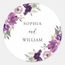 Adesivo Redondo Casais De Casamento De Flores Violetas Violetas Ro