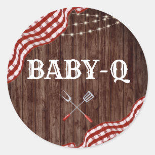 Adesivo Redondo Casais de CHURRASCO para quintal Baby-Q Chá favor