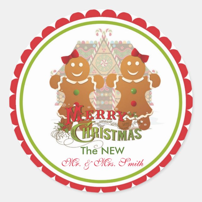 Adesivo Redondo Casais de pão de Natal (Frente)