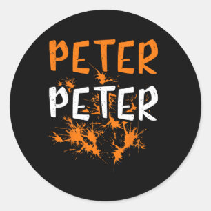 Adesivo Redondo Casais Figurino Peter Pumpkin Comendo Halloween