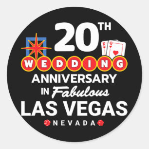 Adesivo Redondo Casal 20 de Aniversário de 20 de de Vegas Anni