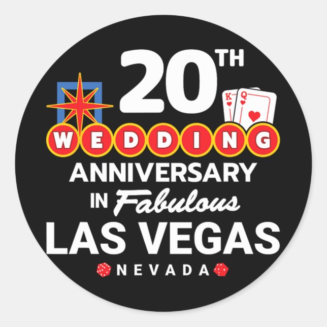 Adesivo Redondo Casal 20 de Aniversário de 20 de de Vegas Anni (Frente)