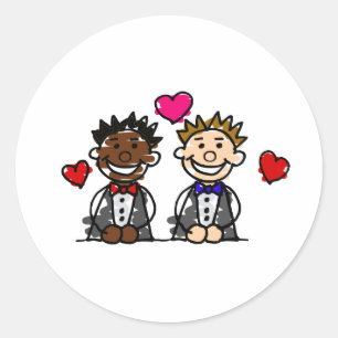 Adesivo Redondo Casal alegre Bi-Racial
