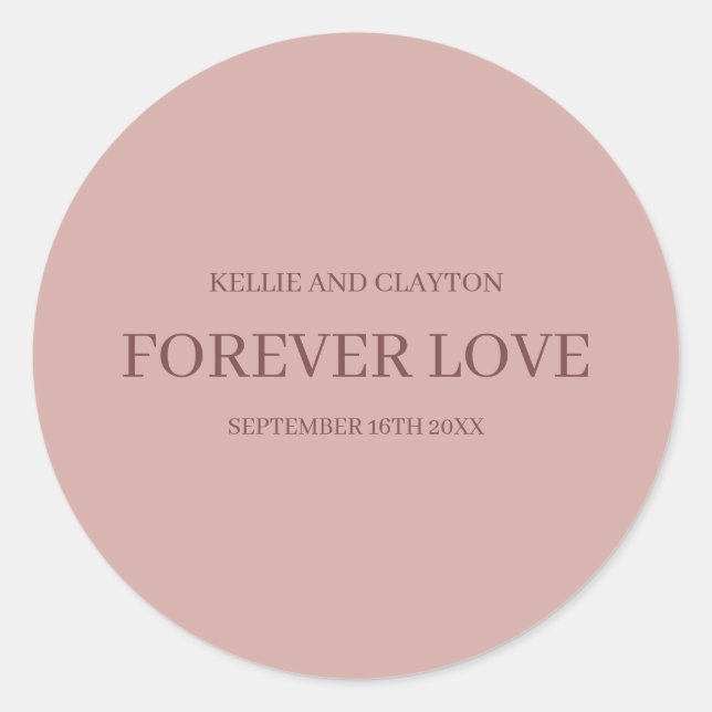 Adesivo Redondo Casal Canela Moderno Casamento Minimalista (Frente)