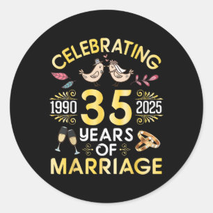 Adesivo Redondo Casal Celebrando 35 Anos De Casamento A Partir De