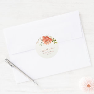 Adesivo Redondo Casal De Aquarela Floral Elegante Obrigado