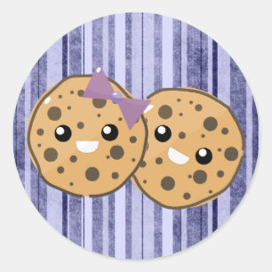 Adesivo Redondo Casal de Biscoito de Chocolate Kawaii Fofo