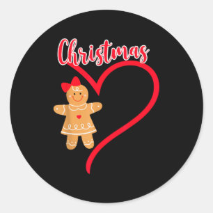 Adesivo Redondo Casal de Biscoito de Natal Pijama de Natal Alegre