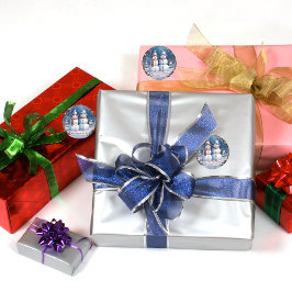 Adesivo Redondo Casal de Boneco de Neve