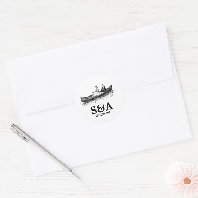 Adesivo Redondo Casal de Canoa (Envelope)