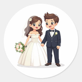 Adesivo Redondo Casal de Cartoon Stickers