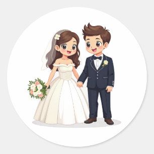 Adesivo Redondo Casal de Cartoon Stickers