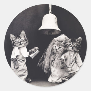 Adesivo Redondo Casal de Casamento de Cute Vintage Engraçado