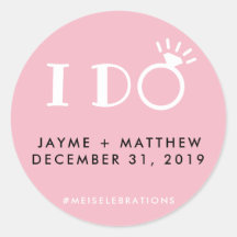 Casal de Casamento "I Do", Rosa Preto, Hashtag Rou