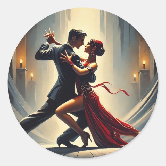 Adesivo Redondo Casal de dança do Tango da Argentina (Frente)