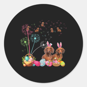 Adesivo Redondo Casal de esquadrão Bunny Dachshances Dandelions Hu