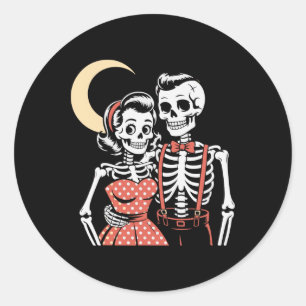 Adesivo Redondo Casal De Esqueleto Vintage Halloween Em Ruas Dos A