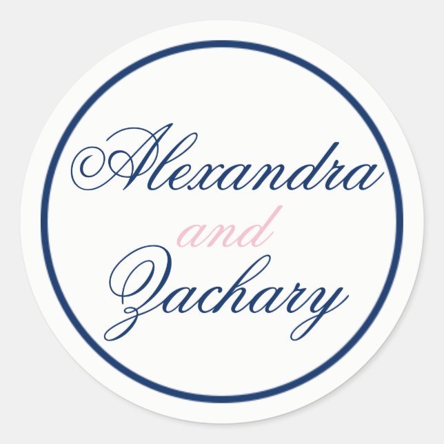 Adesivo Redondo Casal de Favor/Saco de Boas-vindas Marinho/Rosa (Frente)