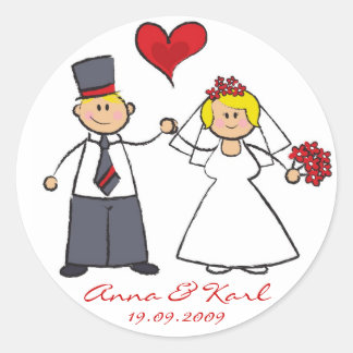Adesivo Redondo Casal de noiva e noivo Sr. e Sra. Wedding Sticker