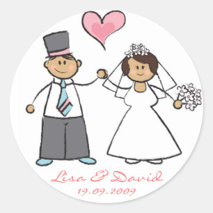 Adesivo Redondo Casal de noiva e noivo Sr. e Sra. Wedding Sticker