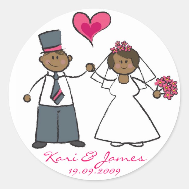 Adesivo Redondo Casal de noiva e noivo Sr. e Sra. Wedding Sticker (Frente)
