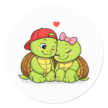 Casal de tartarugas fofas apaixonadas