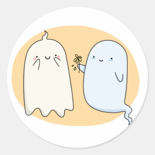 Adesivo Redondo Casal Fantasma Cute Kawaii