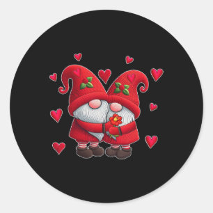 Adesivo Redondo Casal Gnomos Dia de os namorados Corações Costume 