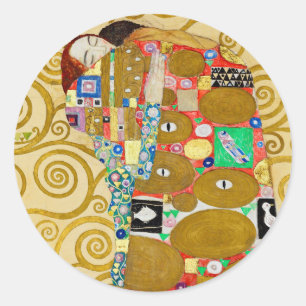 Adesivo Redondo Casal Gustav Klimt Realização Nouveau