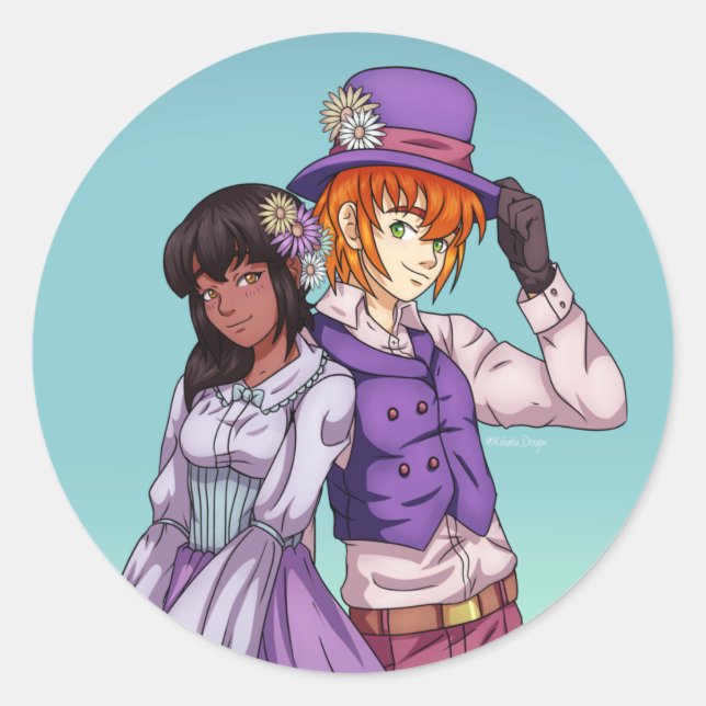 Adesivo Redondo Casal Páscoa primavera (Frente)