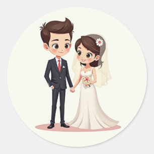 Adesivo Redondo Casal Romântico de Casamento