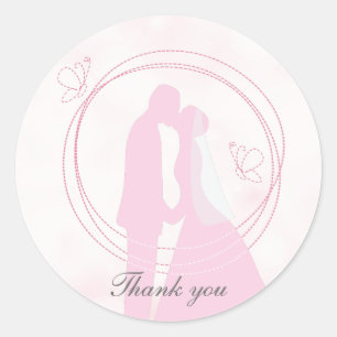 Adesivo Redondo Casal Romântico de Casamento Rosa Sonho