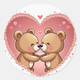 Adesivo Redondo Casal Romântico do Urso