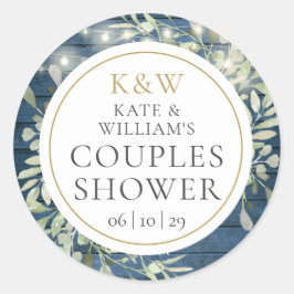 Adesivo Redondo Casal Rustic Monograma Greenery Chá de casamento