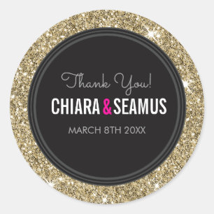 Adesivo Redondo Casal SEAL  negro de brilho dourado moderno