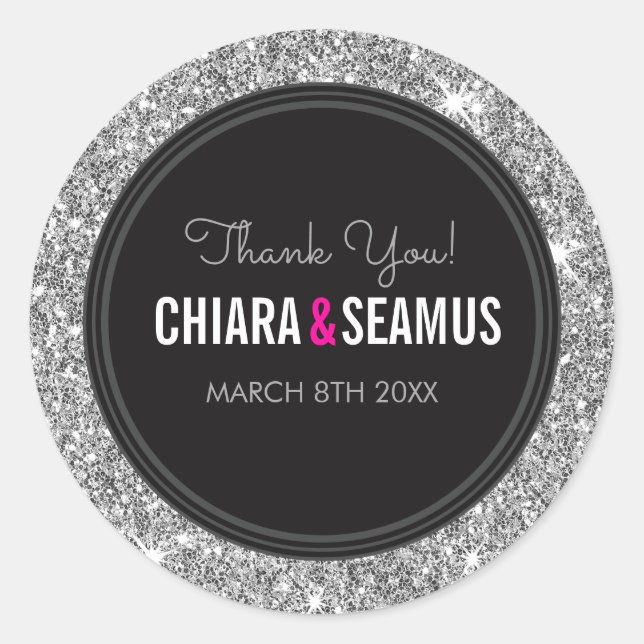 Adesivo Redondo Casal SEAL  preto prateado moderno (Frente)